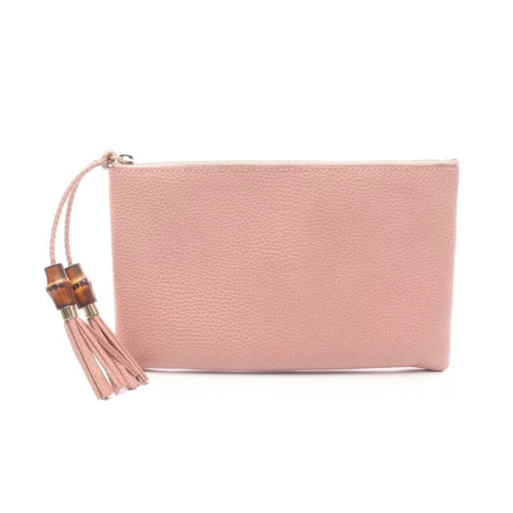 Gucci Shoulder Leather Bag 2way Clutch Pink Bamboo - Picture 2 of 5